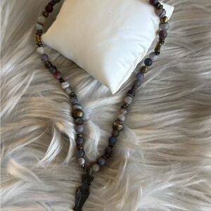 Beaded Choker Necklace Neutral Color Bronze Transformation Goddess Unique Gift